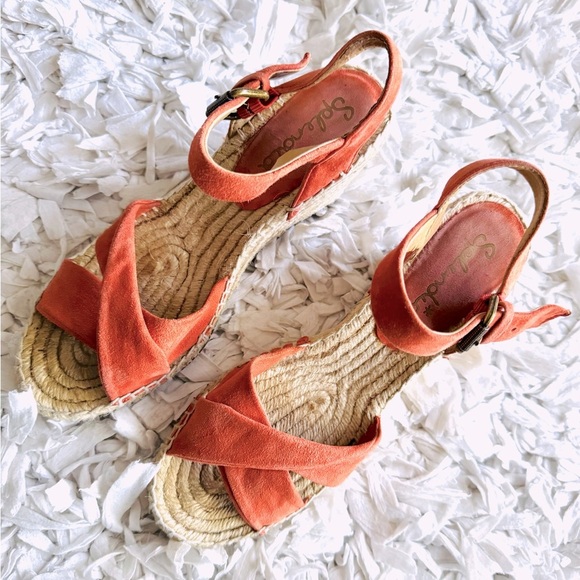 Splendid Fairfax Coral Soft Suede Leather Espadrille Wedge Heel - Picture 6 of 10